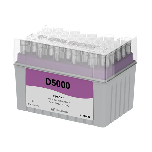 ダイヤモンドチップ（ギルソン社）　Tipack D5000T　500μL～5mL　50本×12ラック KN33161325
